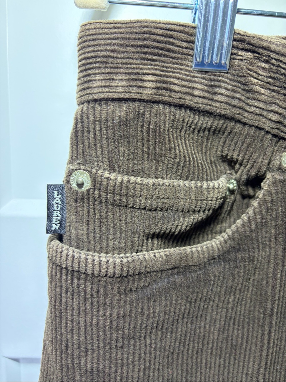 Ralph Lauren Brown Corduroy Pants with Branded Button - Picture 7 of 8
